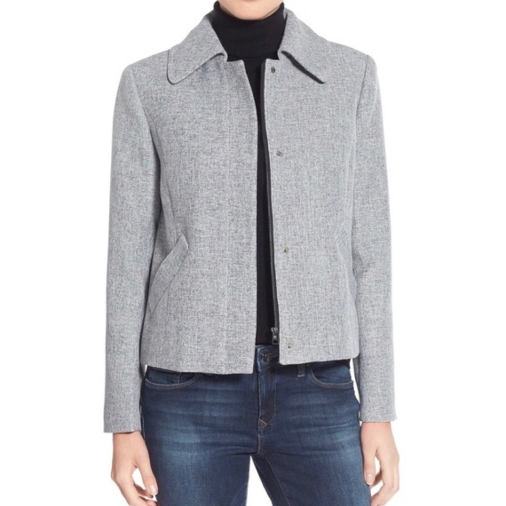 Halogen Gray Pleated Full Zip Swing Jacket